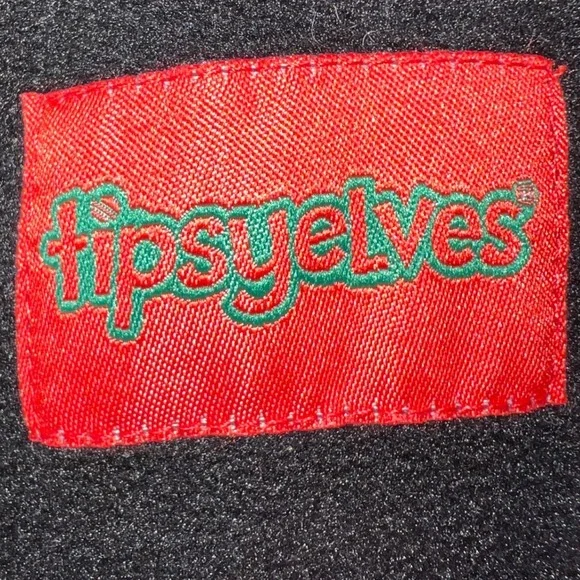 Tipsy Elves Mens Christmas Tree Onesie Fleece Jumpsuit Black Green Large - Picture 4 of 6